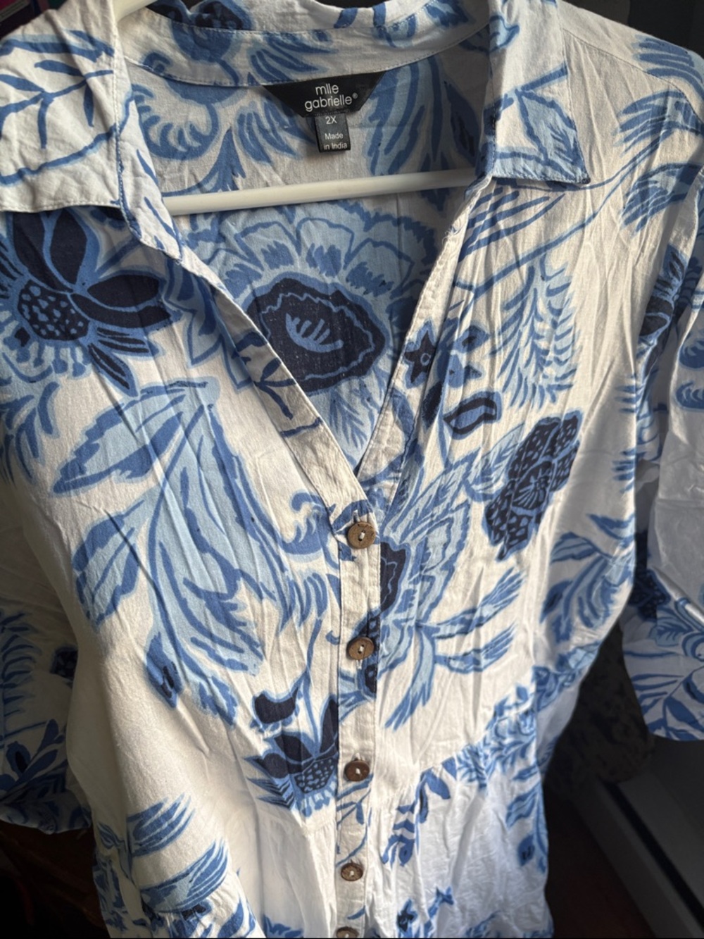 Mlle Gabrielle Blue & White Floral Tiered Midi Dress - Picture 13 of 14